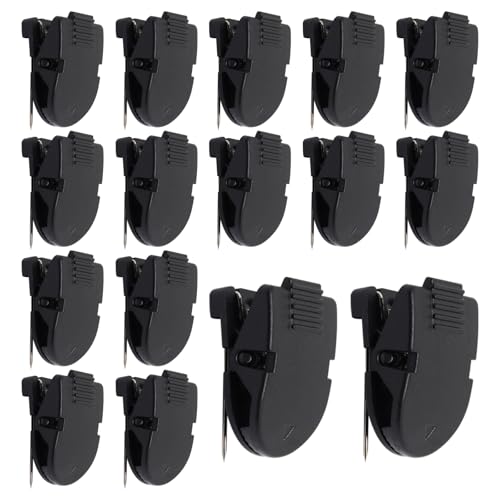 Image of 16pcs Cubicle Clips for Fabric Walls , Plastic Cubicle Hook, Push Pin Picture Hangers Panel Wall Clips for Hanging Photos Office Notes Memos Messages Frame (Black)