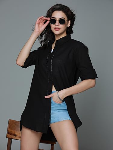Image of High Star Classic Oversized Spread Collar Long Sleeves Casual Shirt