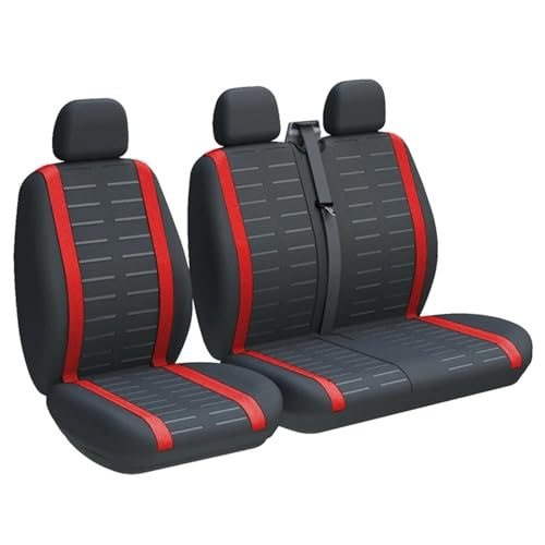 Fundas para asientos de furgoneta 2+1 en rojo para Fiat Ducato, Opel Vivaro y Renault Master