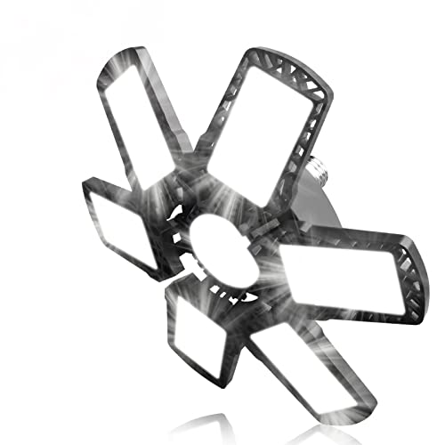 1 Pezzi Lampada da Garage 185W , 18500LM 6500K Lampada da Negozio Deformabile con 6 Pannelli Regolabili, E27/E26 Officina Plafoniera LED per Garage, Magazzino, Ufficio, Cantina, Palestra, Cucina