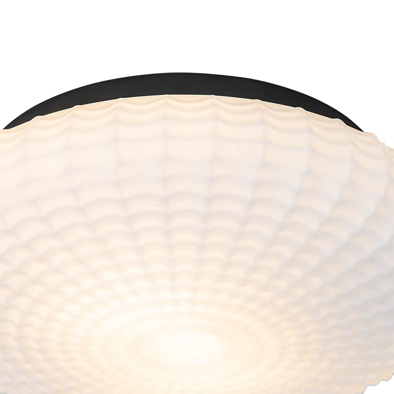 Qazqa classic-antique Deckenleuchte, Deckenlampe - Nohmi - Weiß, Rund, 2-flammig, 35cm, Ideal als Badezimmerlampe und