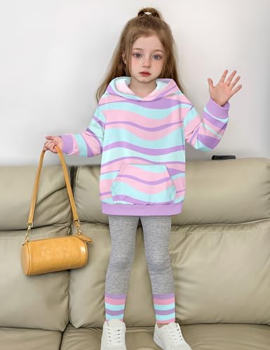 Toddler Girl Clothes Tie-Dye Stripe Color Block Toddler Girls Clothes Little Girls Kids 2pcs Outfits Hoodie Leggings