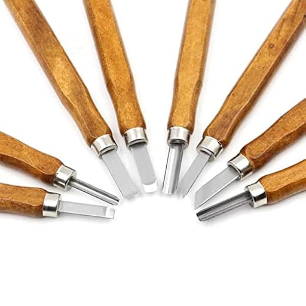 SHENYI 8st Wood Carving Tools Set Kniv Mini Mejsel Stålblad med tall Hand Trähandtag/Imitation Mahogny W/Box