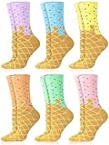 Shyyween 6 Pairs Ice Cream Drip Socks for Women Teens Girls Baseball Present Baseball Team Socks Funny Colorful Cotton Casual Cotton Gifts Summer Ice Cream Party Favors Sport Gifts