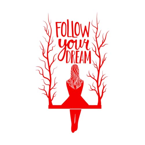 Stickers gravés Suivez la fille de vos rêves sur la balançoire à l'arbre 30x48.9cm Personnalisation Rouge