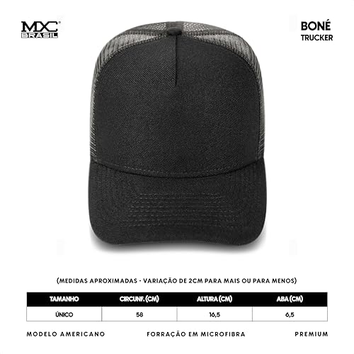 Boné Aba Curva Masculino Liso Trucker Redinha Telinha Diversas Cores MXC BRASIL (BR, Alfa, Único, Pr