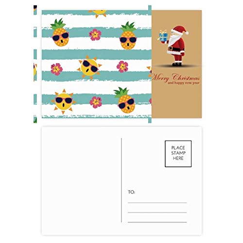 Cartes postales ananas au soleil pour des vœux de Noël humoristiques et ensoleillés en vacances