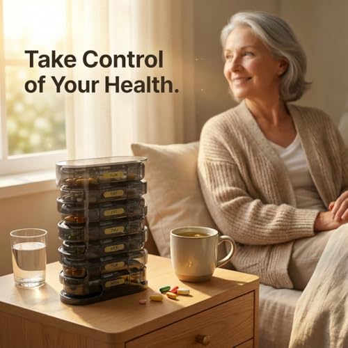 Image of Premium Medicine organizer Box- Waterproof Weekly Medicine organizer- Medicine Box for home, 7 days tablet organizer For Home-Large Pill Organizer Box Case (Black-3 Compartment (Standing))