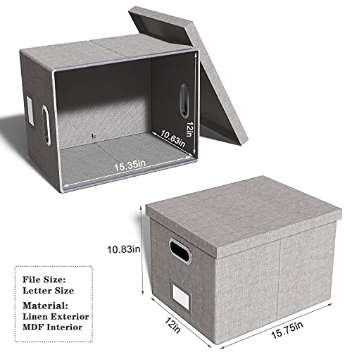 Oterri File Storage Organizer Box,Filing Box,Portable File Box With Lid,Fit For Letter/Legal File Folder Storage, Easy Slide Durable Hanging File Box For Office/Decor/Home,1 Pack,Gray-Box Only #TOP2