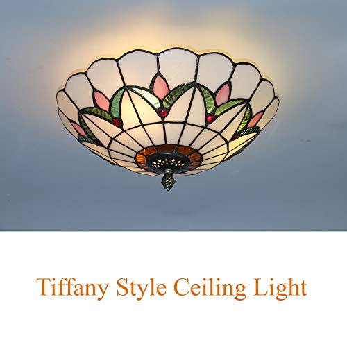 Skyweel A001 30CM W Tiffany Style Ceiling Light Vintage Stained Glass Flush Mount Ceiling Lighting Fixtures Lamps  thumb #8