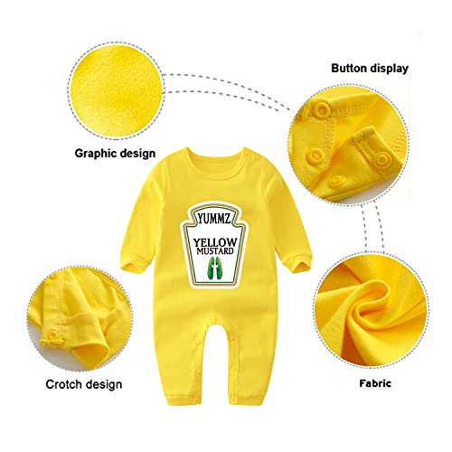 Baby Twins Bodysuits Yummz Tomato Ketchup Yellow Mustard Short Sleeves Girl Romper Costume Set2