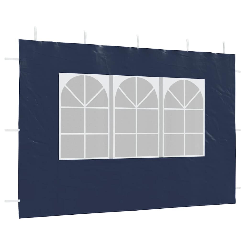 Namiot imprezowy, ściany boczne, 2 sztuki, z oknem z polietylenu, niebieskie, 300 x 195 cm, zapięcie na rzepy, ochrona przed promieniowaniem UV i wodoodporny, do pawilonu, namiotu biesiadnego
