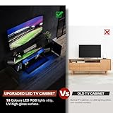 ELEGANT 180cm LED TV Unit Black Gloss Modern TV Stand Cabinet with Ambient RGN Lights for 50 52 55 60 65 75 inch 4k TV Living Room and Bedroom Furniture with Storages and Shelves - Image 7