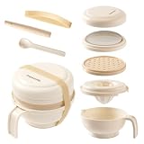 アンジュスマイル 離乳食調理器セット 8点 離乳食 調理セット 少量 すりおろし 裏ごし 果汁しぼり お食事 シリコンバンド付 ベージュ 煮沸消毒 薬液消毒 プレゼント ギフト 出産祝い スプーン すり鉢 すりこぎ棒 こし器 蓋 110℃