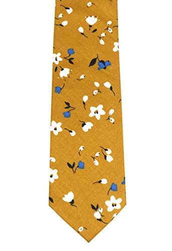 Image of Elfeves Men's Skinny Solid Color Tie Causal Cotton Linen Narrow Slim cut Necktie