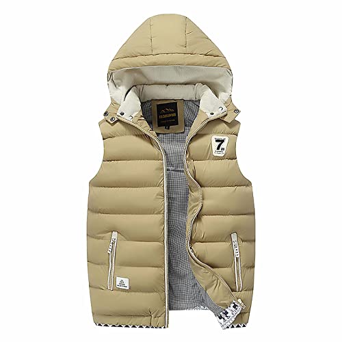 Generisch Weste Herren, Outdoor Jacke Herbst Reißverschluss Regelmäßige Mit Vielen Taschen Trachten Männer Jagdweste Herren Schwarze Daunen Ärmellos Rot Leichte Sommer Jeans (L, Khaki)