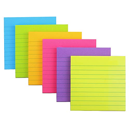 Sticky Notes with Lines Lined Sticky Notes 4x4 Bright Multi Colors 6