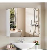 TEENFON 27.5” Bathroom Medicine Cabinet with 2 Mirror Doors, 2 Adjustable Shelves, Recessed or Wa...