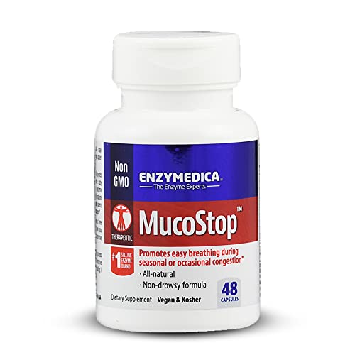 Enzymedica - MucoStop - Enzymmischung auf pflanzlicher Basis mit Mucolase - glutenfrei, vegan, ohne Gentechnik, ohne Füllstoffe - 48 Kapseln Cover