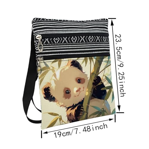 Cartoon Panda Messenger Bag Small Ethnic Pattern Printed Adjustable Strap Crossbody Zipper Bag Cartoon Panda Phone Bag Wallet Cute Shoulder Handbag for Women Friends -22