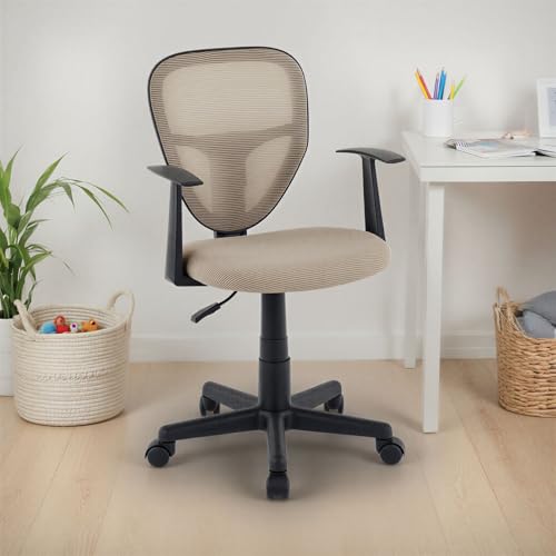 Kinderdrehstuhl STUDIO-1 höhenverstellbar, Taupe - Schreibtischstuhl Kinder ab 6 Jahren, Bürostuhl mit atmungsaktivem Mesh, Kinderstuhl für Schreibtisch, Drehstuhl für Kinderzimmer mit Armlehnen