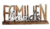 Höhe 17 cm, Breite 43 cm Schriftzug Familien Bande Mangoholz Höhe 17 cm braun, Tischdeko, Aufsteller