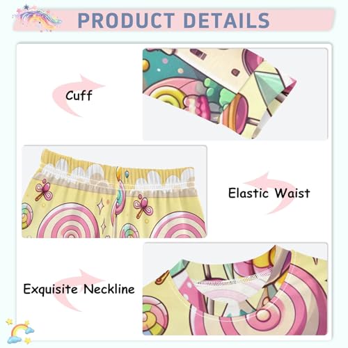 Sweet and Sweet Candy Lollipop Land Cotton Pajama Set, Long Sleeve Sleepwear Nightwear4