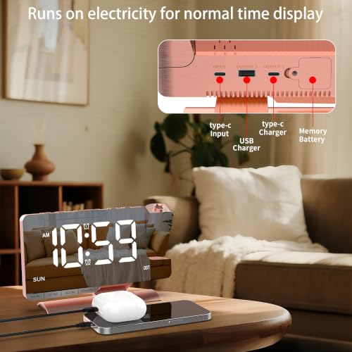 Despertador proyectable de techo para dormitorio con proyector de 180 grados 7