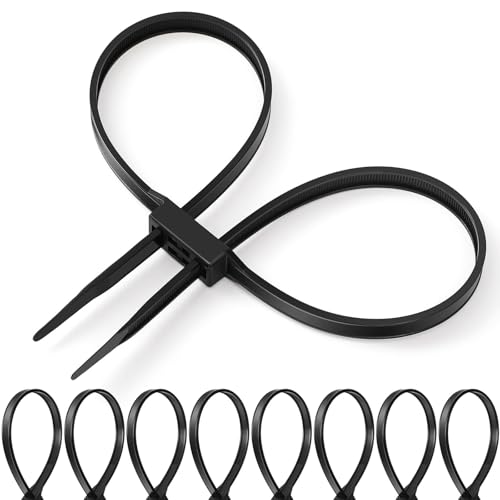 Wonderjune 35.4” Flex Cuffs 30 Pcs Heavy Duty Zip Tie Handcuffs 250 Lbs Nylon Double Cuffs Disposable Plastic Cable Tie