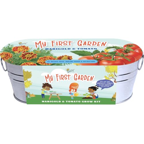 Buzzy Seeds My First Garden Windowsill Grow Kit - Metal Windowsill Planter - Complete Indoor...