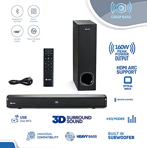 Image of Zoook Rocker Studio 160 Watt 2.1 Channel Wireless Bluetooth Soundbar (Black)