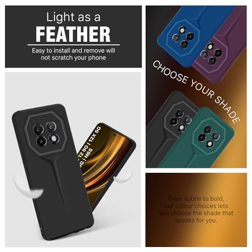 Image of WOW IMAGINE Slim Back Cover for Realme 13 5G | Realme 12 5G | 12X 5G | Narzo 70x 5G | C65 5G | N65 | Blade Series Ultra Thin Case | Camera Protection | Soft Matte Silicone Flexible Mobile Case - Black