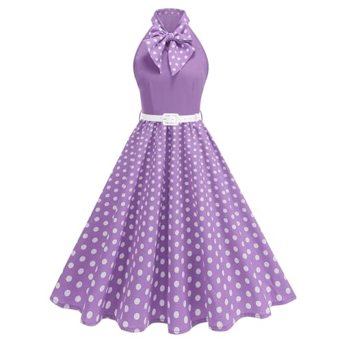 Robe à pois vintage trapèze qui galbe la silhouette pour femme