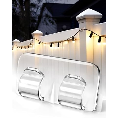 Hooks for Outdoor String Lights Clips: 66Pcs Heavy Duty Light Hook with Waterproof Adhesive Strips - Outside Clear Cord Holders for Hanging Christmas Lighting - Outdoors Sticky Clip Cover