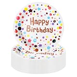 Olutacot 120 Pcs Happy Birthday Party Paper Plates 7 Inch Disposable Cake Dessert Plates Polka Dots for Birthday Party Decorations Favors Supplies