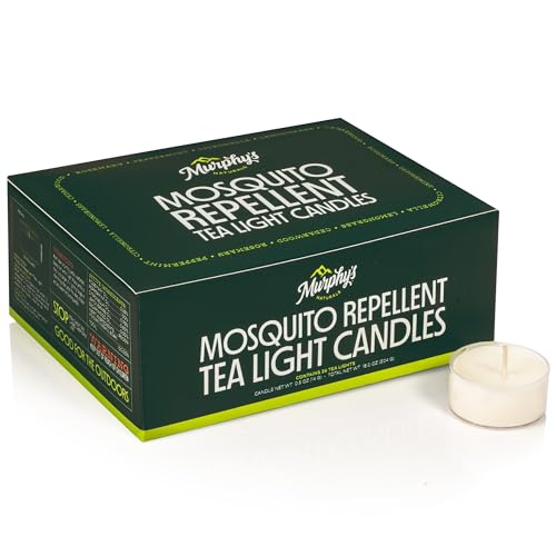 Murphy’s Naturals Mosquito Bug Repellent Tea Light Candles for Outdoor Patio, Citronella & Essential Oils, 4-Hour Burn Time Each, 36-Pack