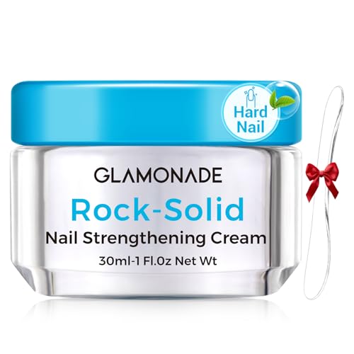Glamonade Hard Nail Strengthening Cream: Nail strengthener and Cuticle Treatment To Repair Damaged Thin Nails and Dry Cracked Skin&Grow Nails, Plant-Based Scent, 1 oz,Essential Nail Care