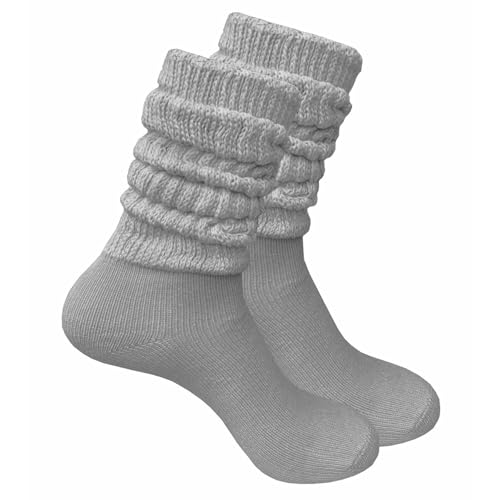 Image of COUVER Womens Scrunched Slouch Socks Soft Cotton Breathable Retro Crew or Knee High, Multiple Colors