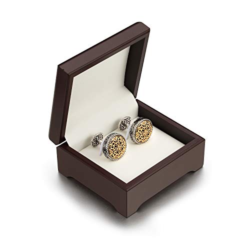 18K Gold Plated Vintage Celtic Cross Filigree Cufflinks For Men Tuxedo Shirt - Best Gifts For Men Wedding Business With Luxury Wooden Gift Box #TOP5