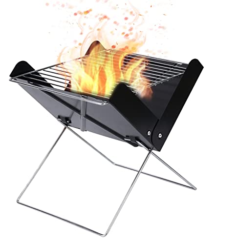 PNAJFUEL Parrilla de Carbón Portátil para Acampadas, Viajes Ynics. Fogón Compacto Y Plegable/Black