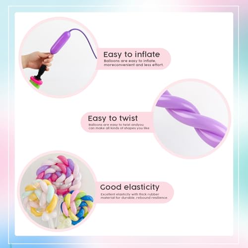 Image of Birthday Balloons - Purple 260 Long Balloons for Party & Wedding Events | Purple long balloons for balloon arch & party event decorations, thick latex & easy to inflate, great for birthday wedding