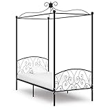Farbe: Schwarz vidaXL Himmelbett Bettgestell Bett Einzelbett Metallbett Bettrahmen Lattenrost Schlafzimmerbett Schlafzimmermöbel Ehebett Schwarz Metall 90x200cm