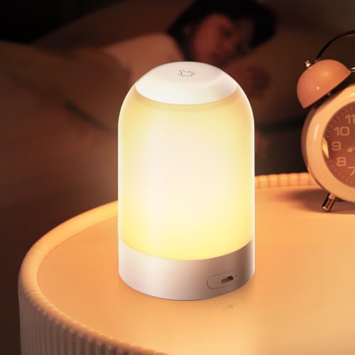 Image of G Keni Portable Night Light, Rechargeable Touch Nightlight with Amber Warm White Light, Dimmable Egg Night Light with 1H Timer, Cordless Bedside Lamp for Baby Nursery, Kids, Bedroom & Nightstand