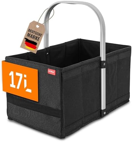 achilles kosz na zakupy praktyczny kosz do noszenia na zakupy składane pudełko na zakupy z aluminiowym uchwytem zajmujące niewiele miejsca pudełko do bagażnika (czarny)