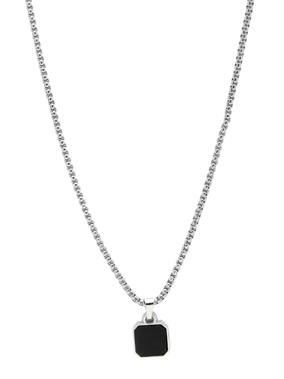 Designer Black Stone Stainless Steel Pendant with Chain for Men-image-24