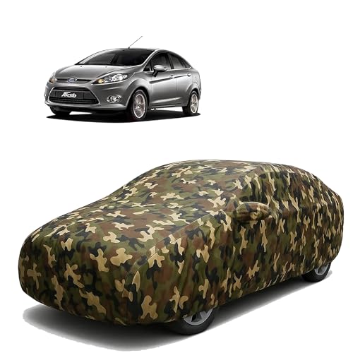 Image of Sulfar 100% Waterproof Car Body Cover Compatible with Mirror for Ford Fiesta with Long Lasting Durable Material (Triple Stitched, Full Bottom Elastic, Camouflage Army)