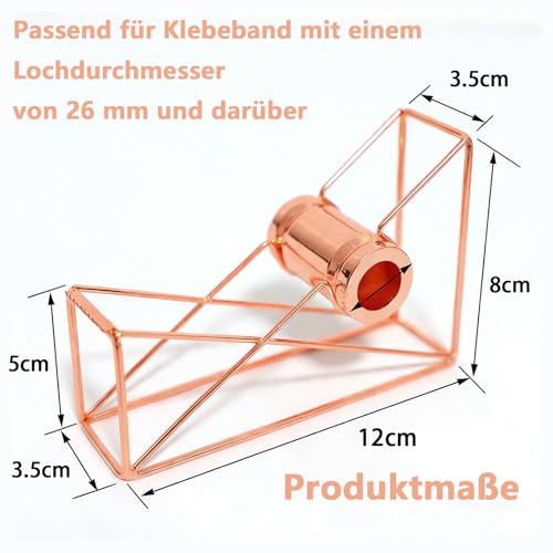 Klebebandabroller, Paketbandabroller für Büro und Bastelarbeiten, Paketband zum Schnellen Schneiden von Klebeband, Büro, Schule, Blumenläden (Roségold 1)
