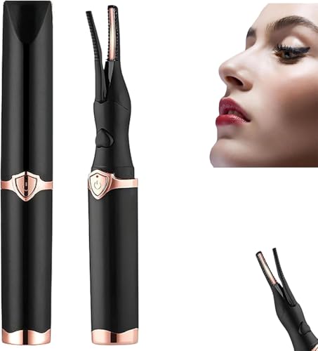 Beheizbare Wimpernzange, Elektrische Wimpernzange USB Wiederaufladbare Wimpernbürste, Silikon Wimpernkamm Wimpern Wickler Wimpernformer Heated Eyelash Curler für alle Wimpern (Schwarz)