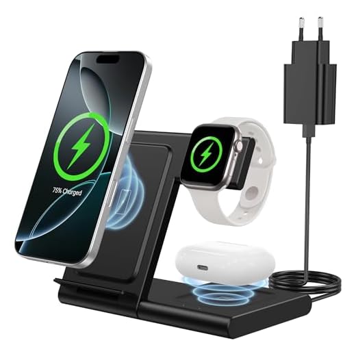 WATOE Chargeur Induction 3 en 1, 18W Chargeur sans Fil Station De Dharge Rapide Pliable pour iPhone 14/13/12/11/Pro/Max/XS/XR/X/8/Plus, Apple Watch 8/7/6/SE/ 5/4/3/2 & AirPods 3/2/Pro
