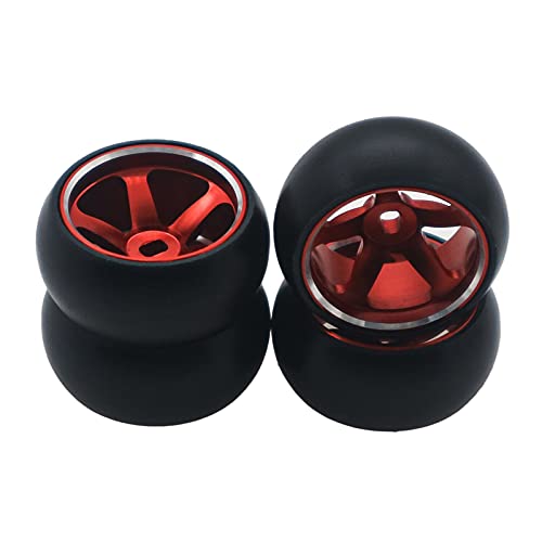 Colcolo RC Rubber Alloy Wheel Tires Set for WLtoys K969 K989 P929 1/28 Scale Hobby Model Upgrade Accessories - Red